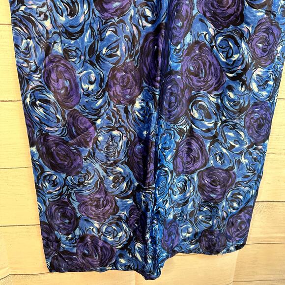Benellon Womens Midi Pencil Skirt Made in Italy size 42 Floral Blue Rose - Picture 6 of 9